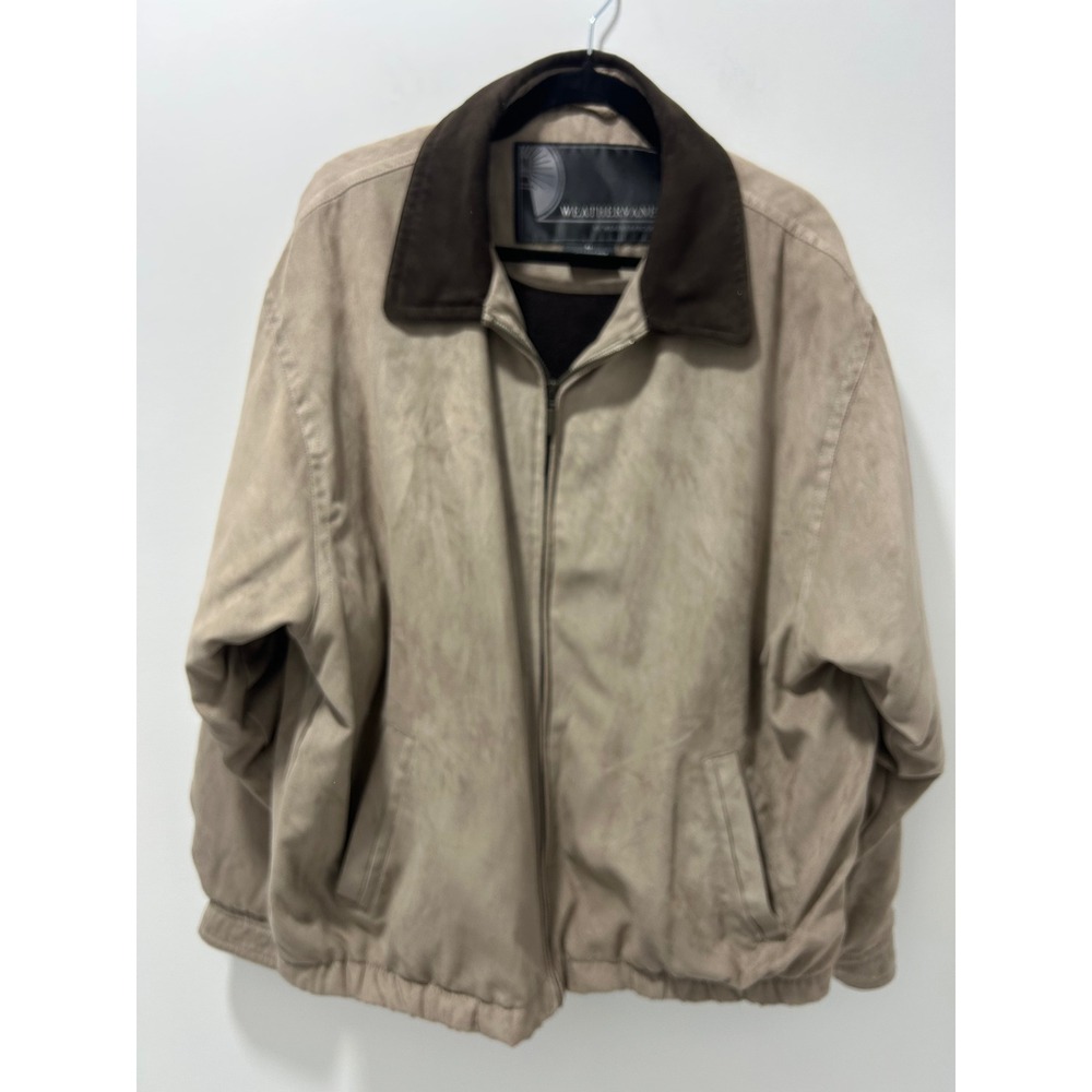 Weathervane by Weatherproof Tan Faux Suede Bomber Jacket Mens XL F20494